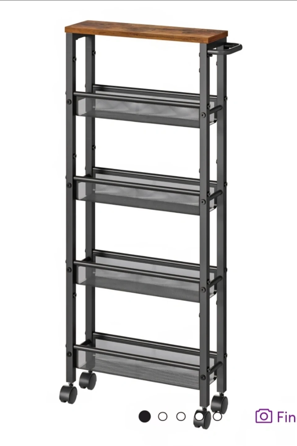 Slim Rolling Cart with Wood Top - photo 3