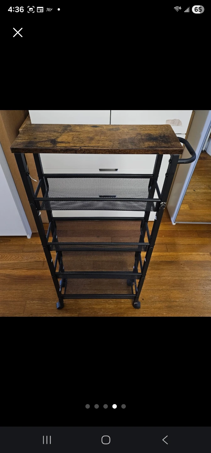 Slim Rolling Cart with Wood Top - photo 4