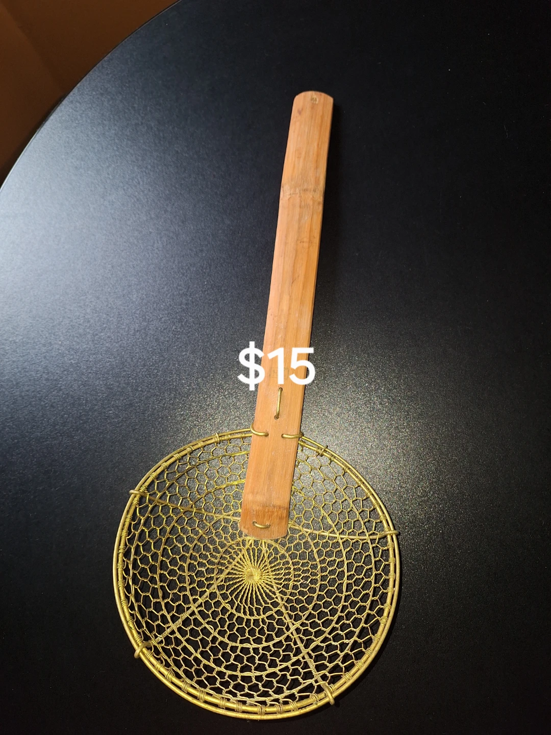Brass Spider Strainer Skimmer with Wooden Handle
