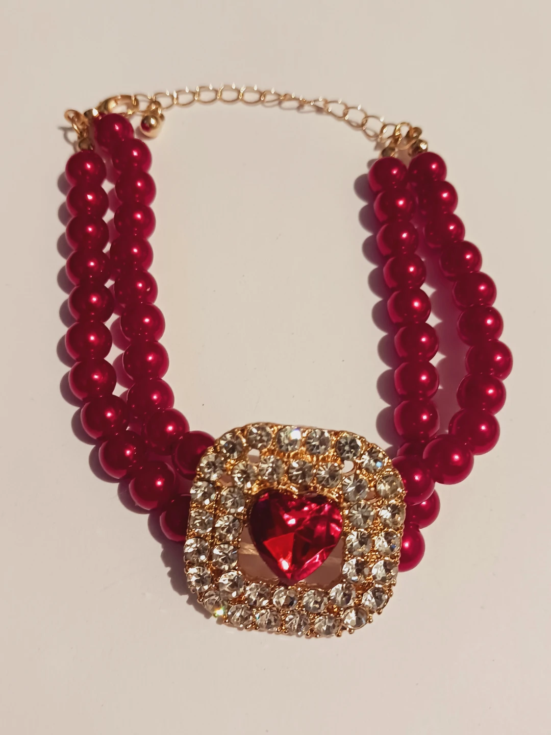 New !!! Red Beaded Bracelet with Heart Charm - photo 3