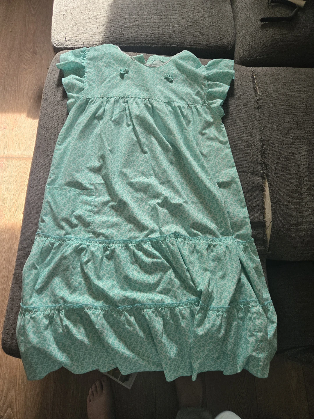 Children's Tiered Ruffle Dress - Teal Floral