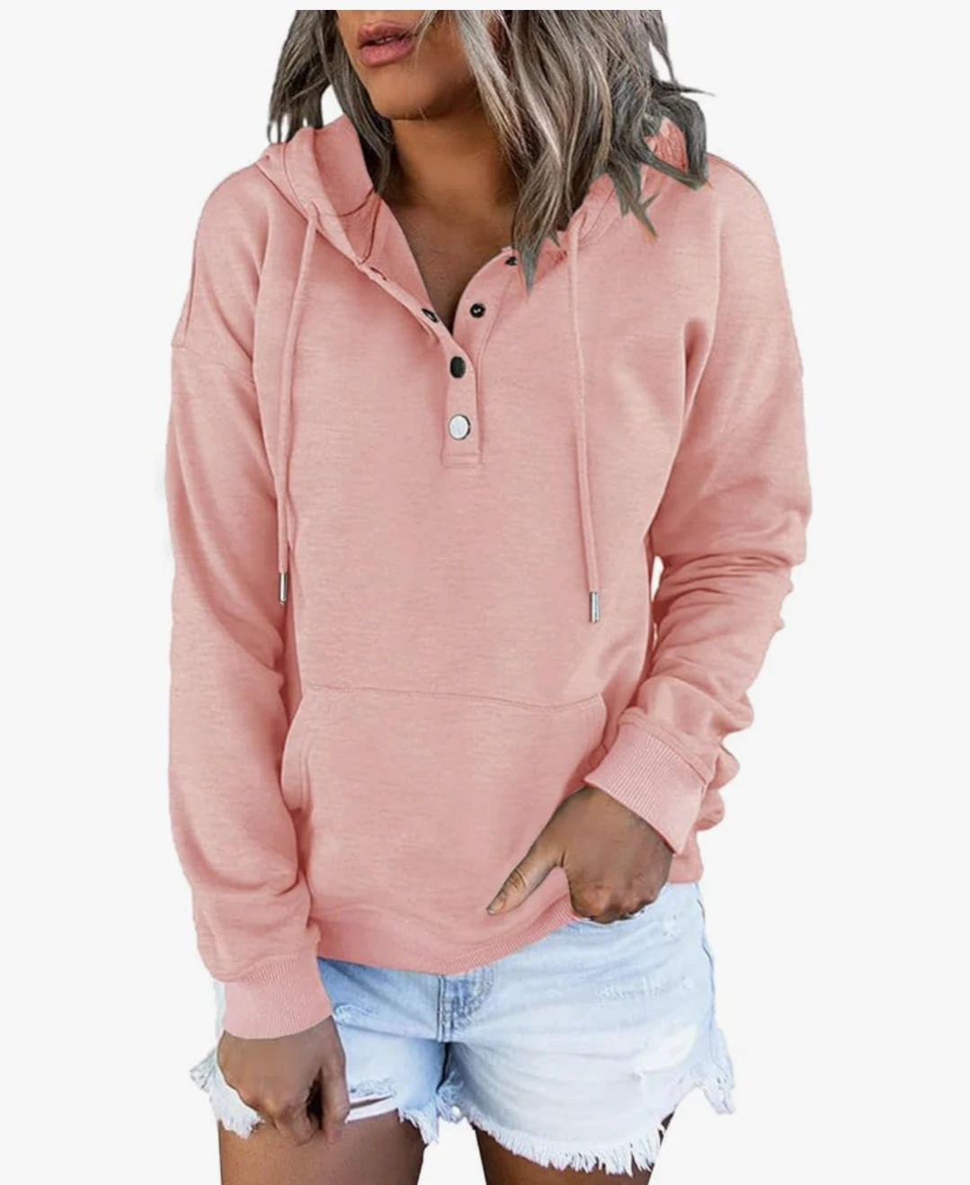 Pink Button-Up Hoodie