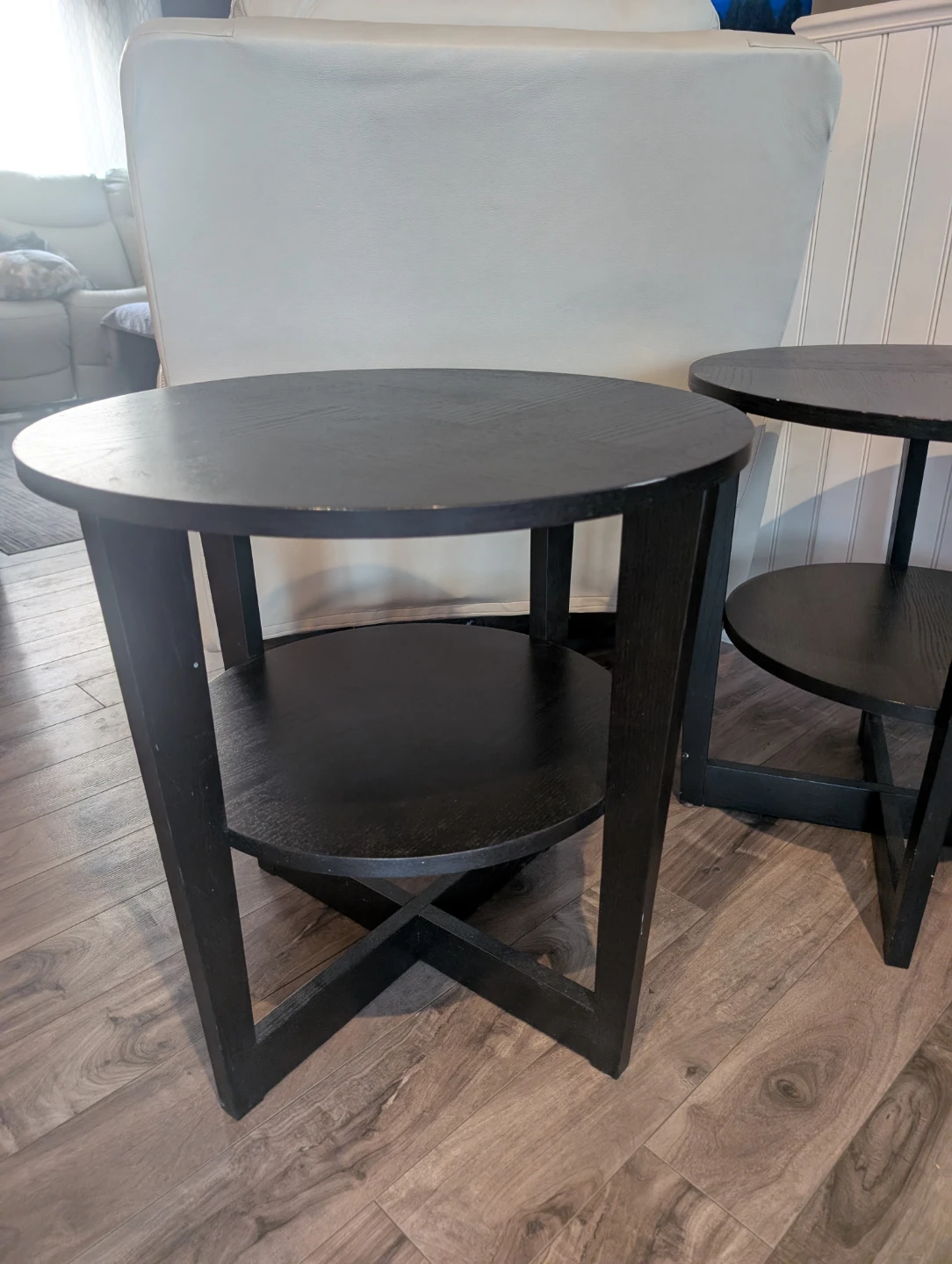 2 Black Round End Tables - photo 2