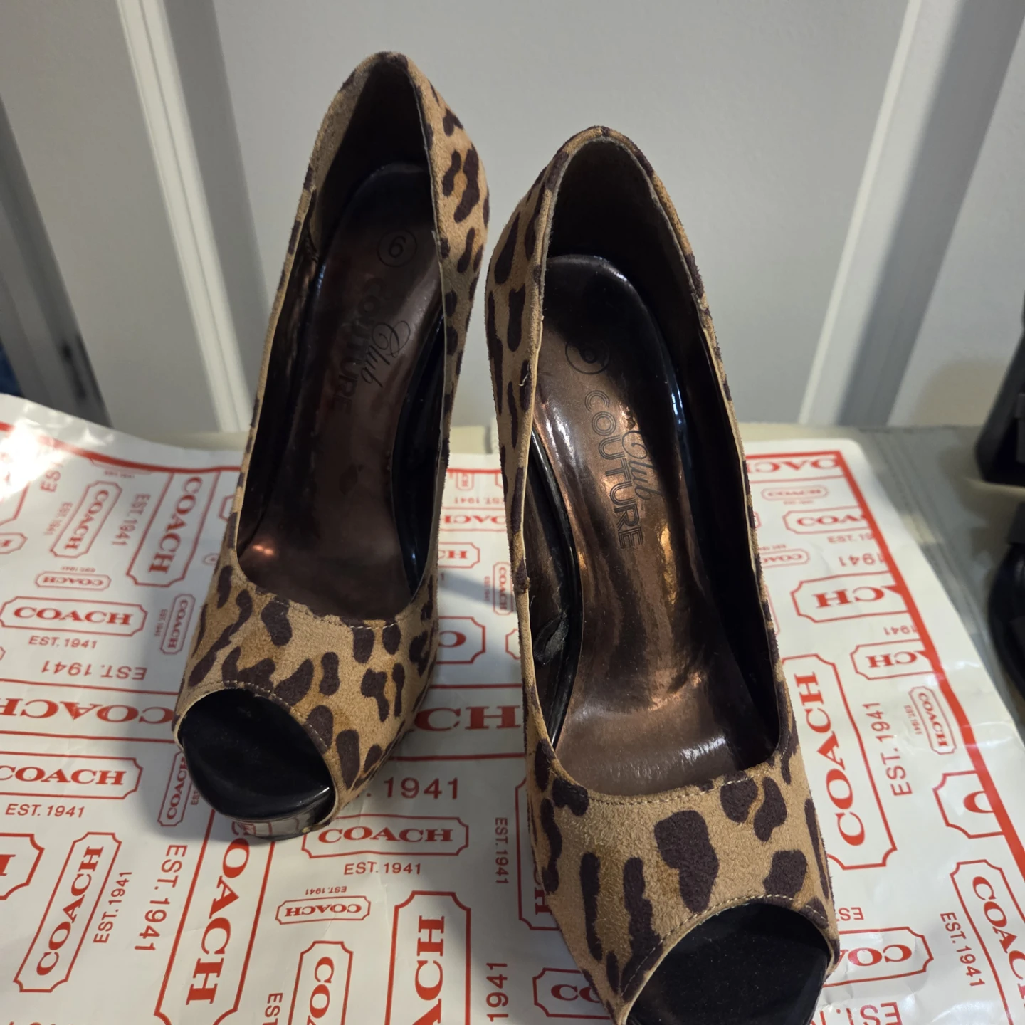 Leopard Print Peep-Toe Heels - Size 6 - photo 4
