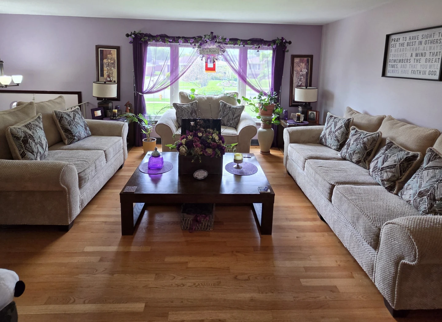 3 Biege living set with Decorative Pillows