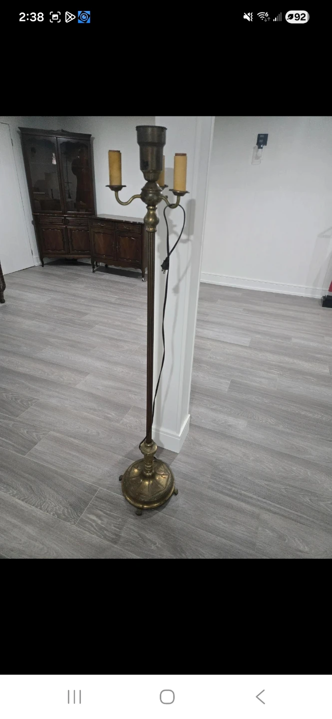 Vintage Brass Floor Torchiere,  No shade