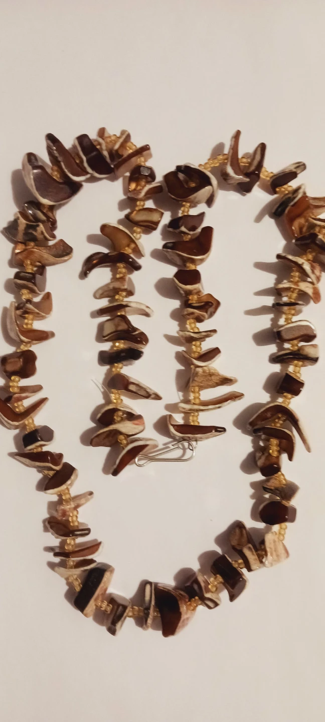 Unique Bohemian Brown Shell Beaded Necklace - photo 2