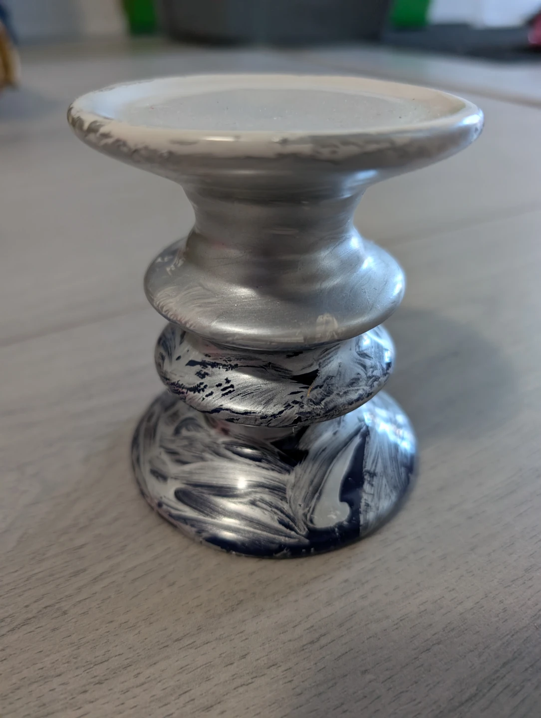 Silver and White Candlestick Holder