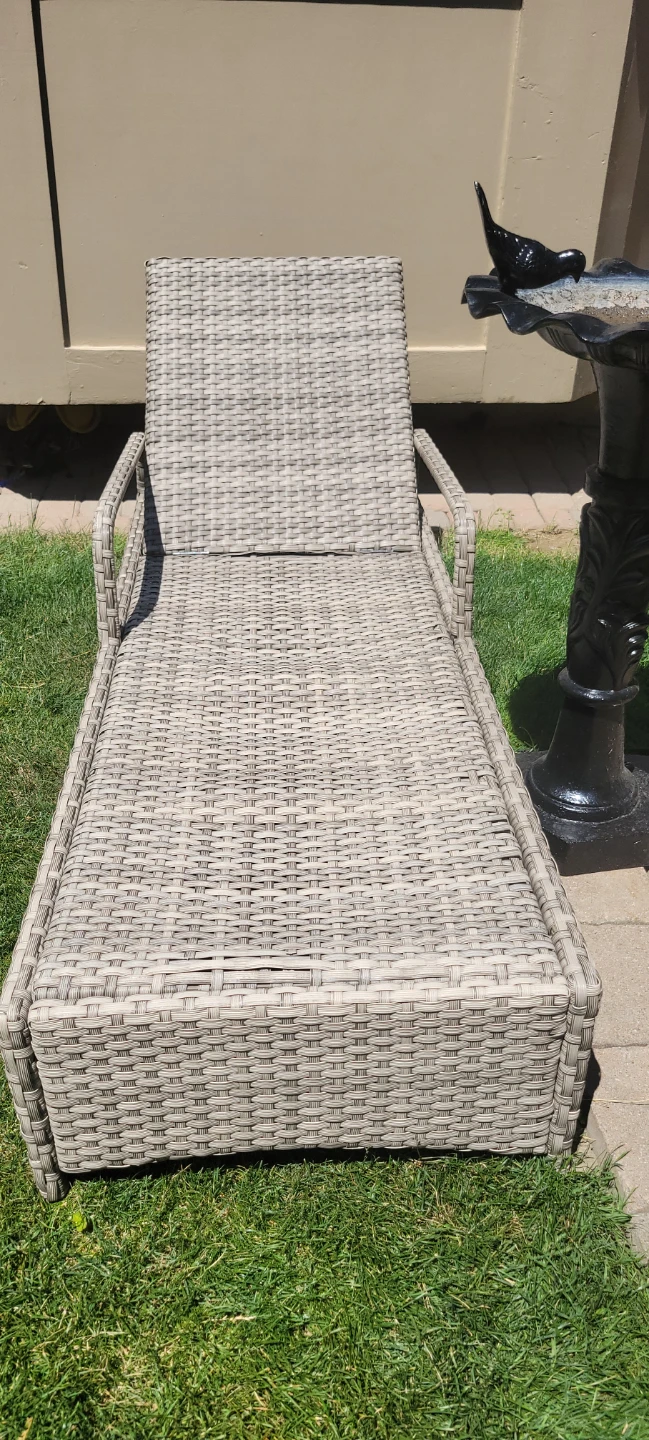 Wicker Chaise Lounge Chair with Wheels - photo 2