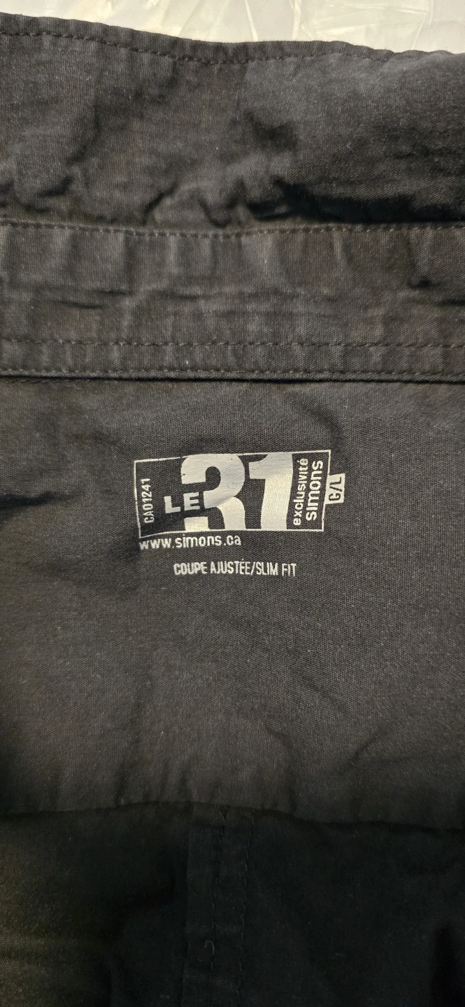 LE 31 Slim Fit Button-Up Shirt - Black - photo 2