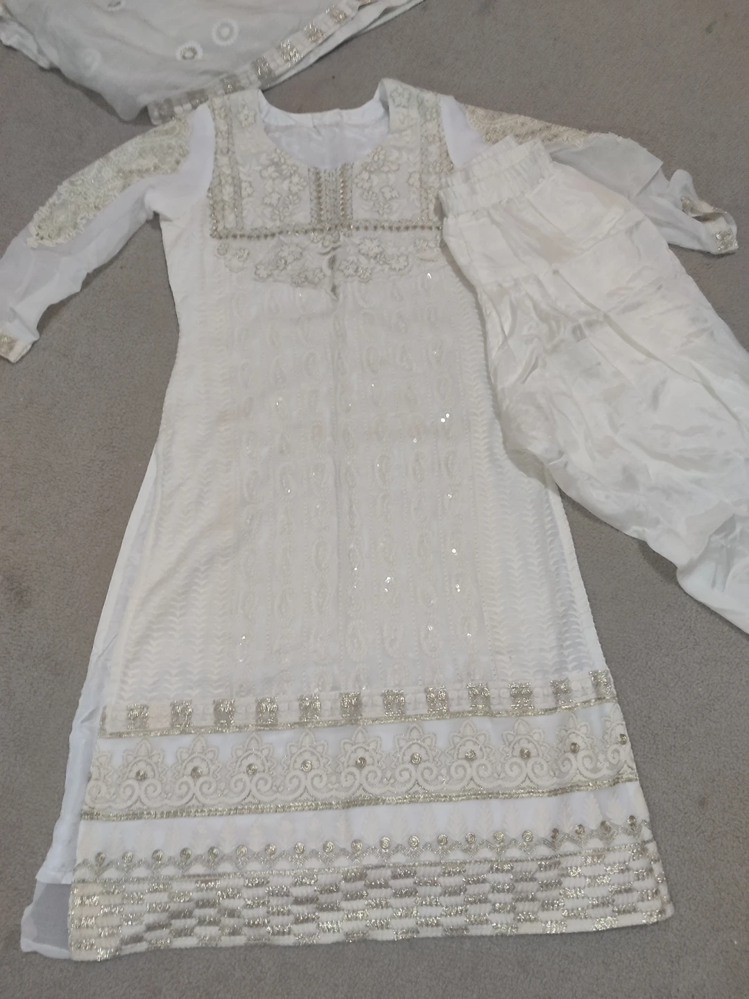 White Embroidered 3-Piece Suit