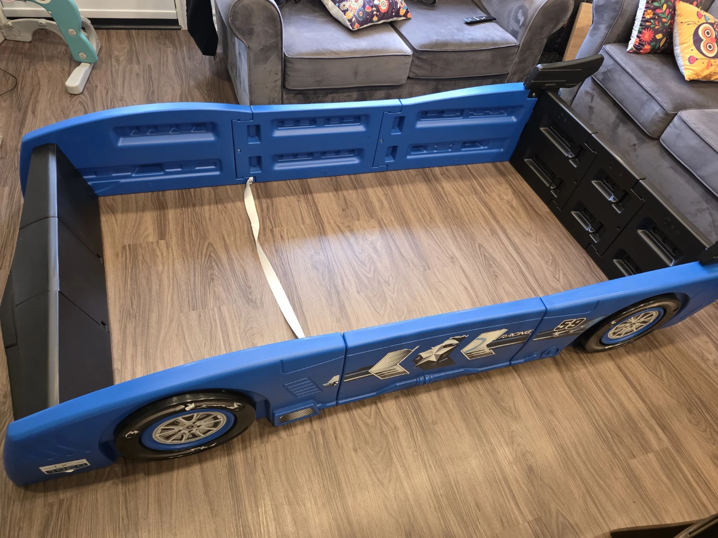 Blue Race Car Toddler Bed Frame - photo 3