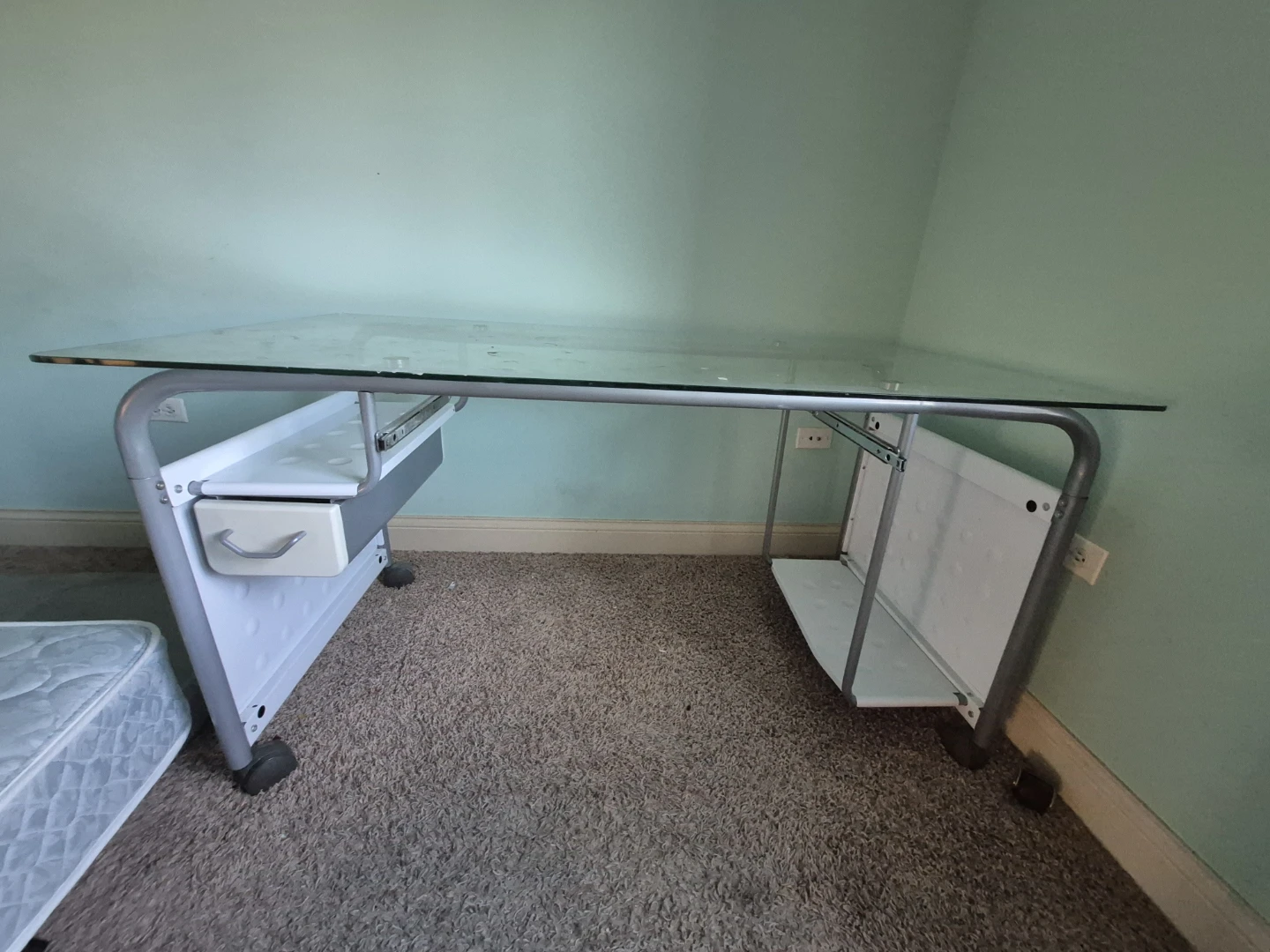 Glass Top Desk with Drawer - photo 2