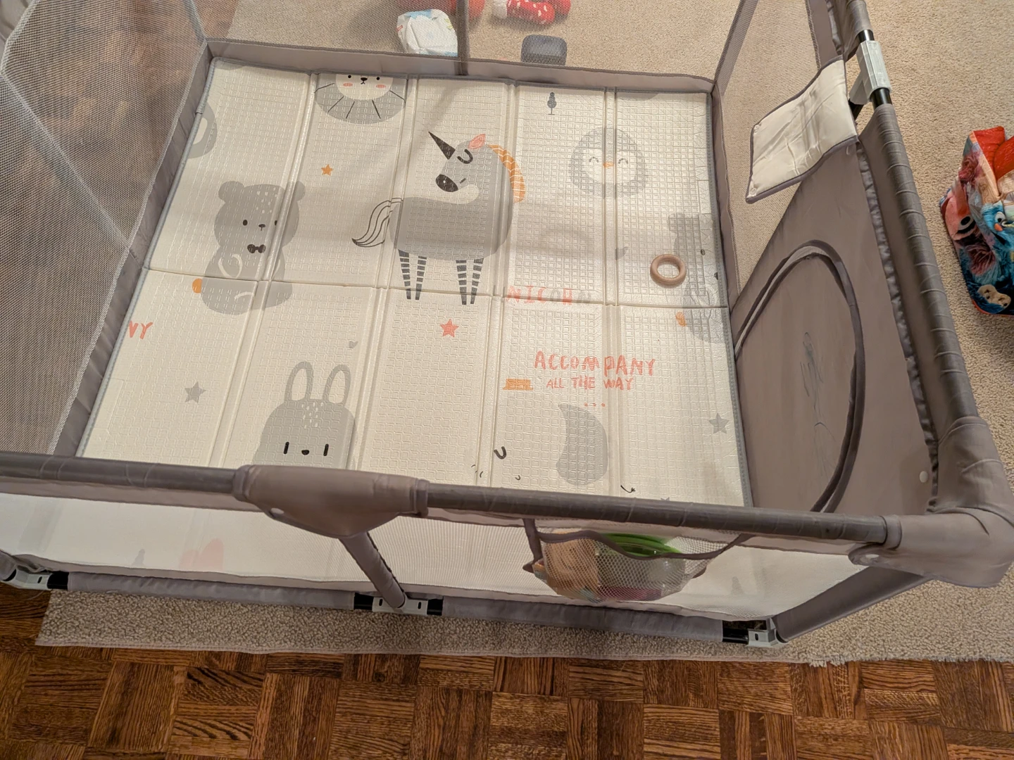 Playpen with Unicorn and Animal Mat