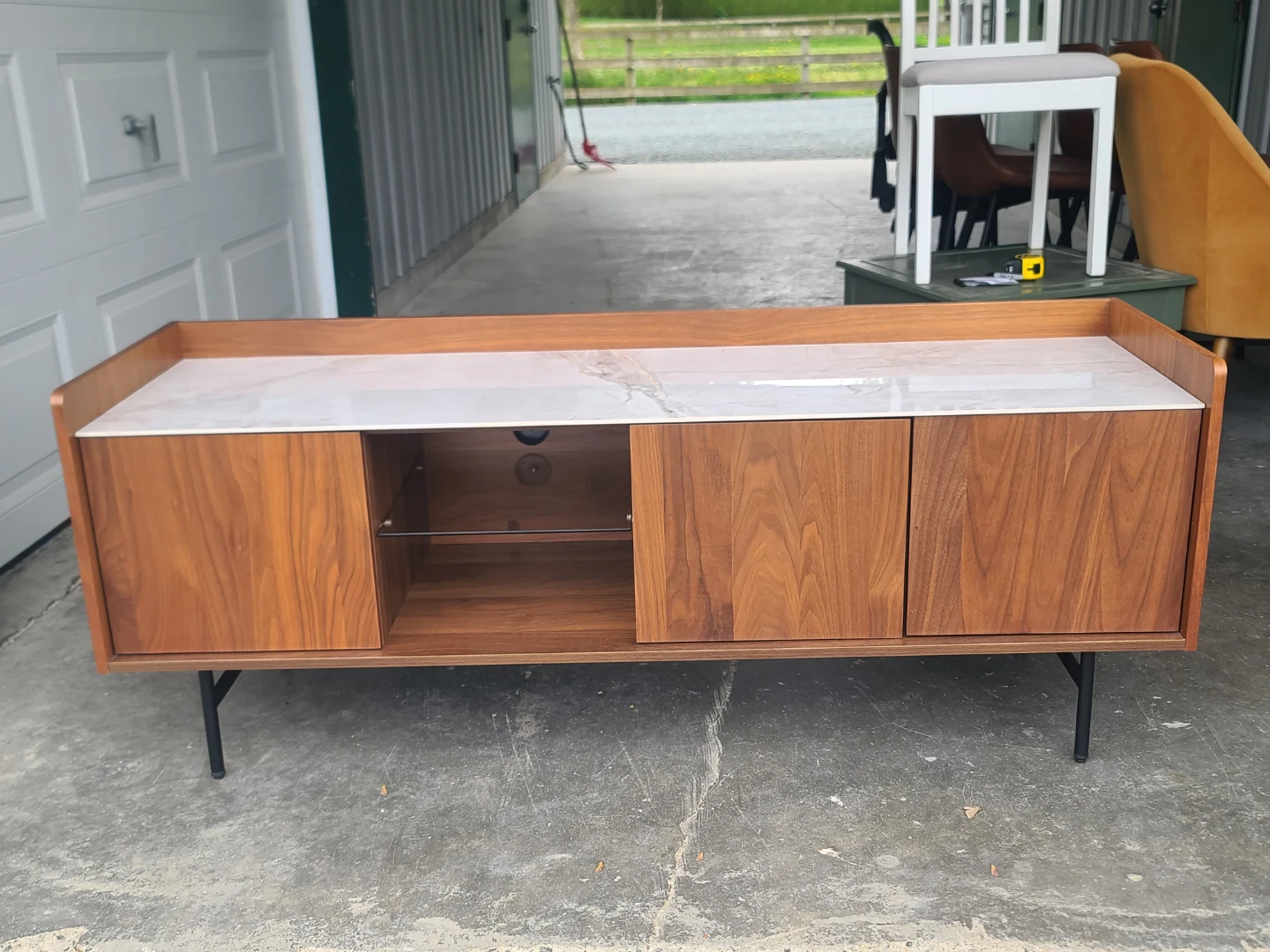 Structube Walnut & Marble Media Console