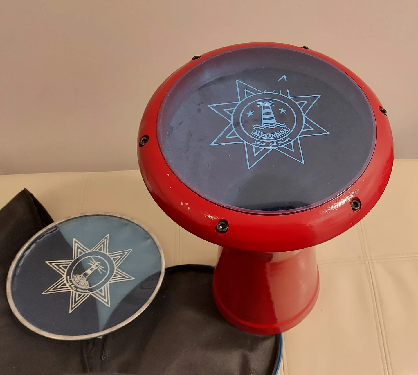 Red Oriental Solo Darbuka Drum Cast Aluminum
