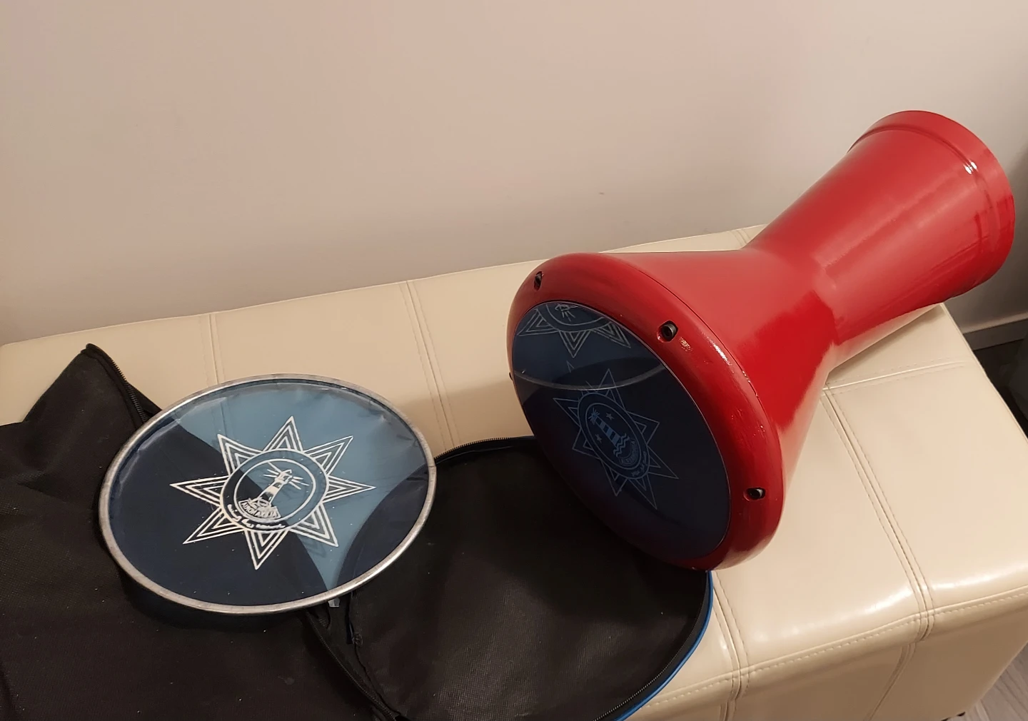 Red Oriental Solo Darbuka Drum Cast Aluminum - photo 2