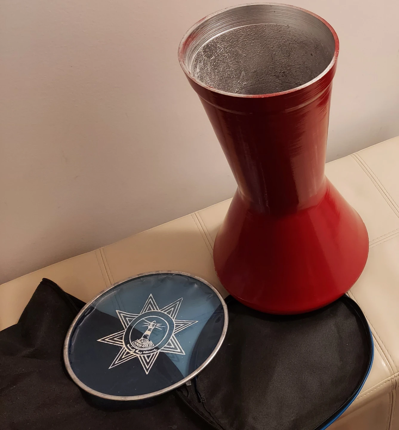 Red Oriental Solo Darbuka Drum Cast Aluminum - photo 3