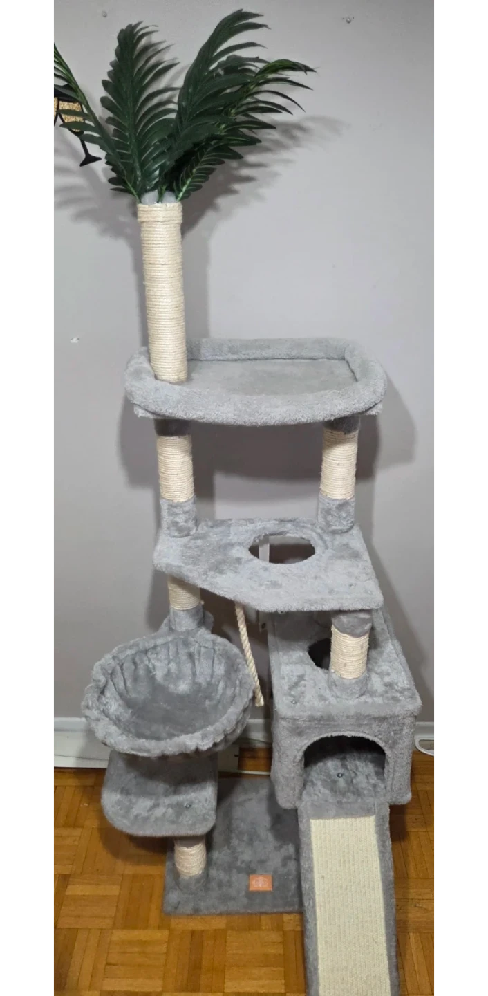 Light Gray Cat Tree with scratching posts and hanging basket - photo 2