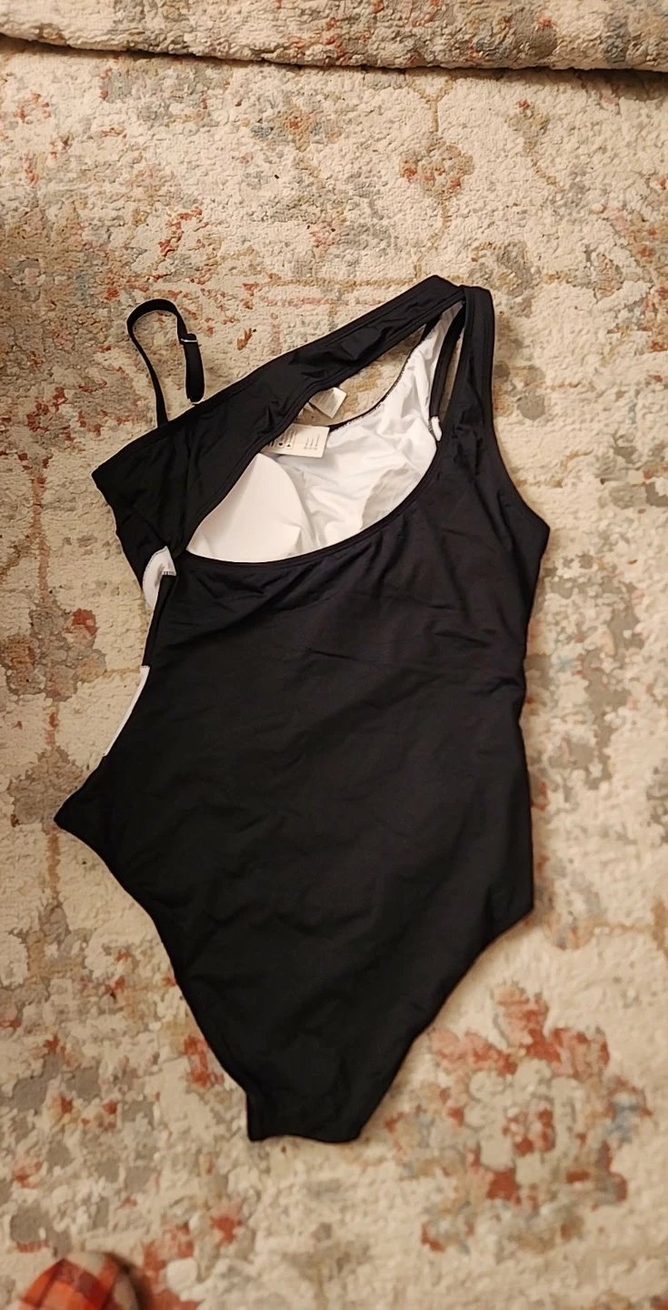 New Black & White Striped One-Piece Swimsuit - photo 2