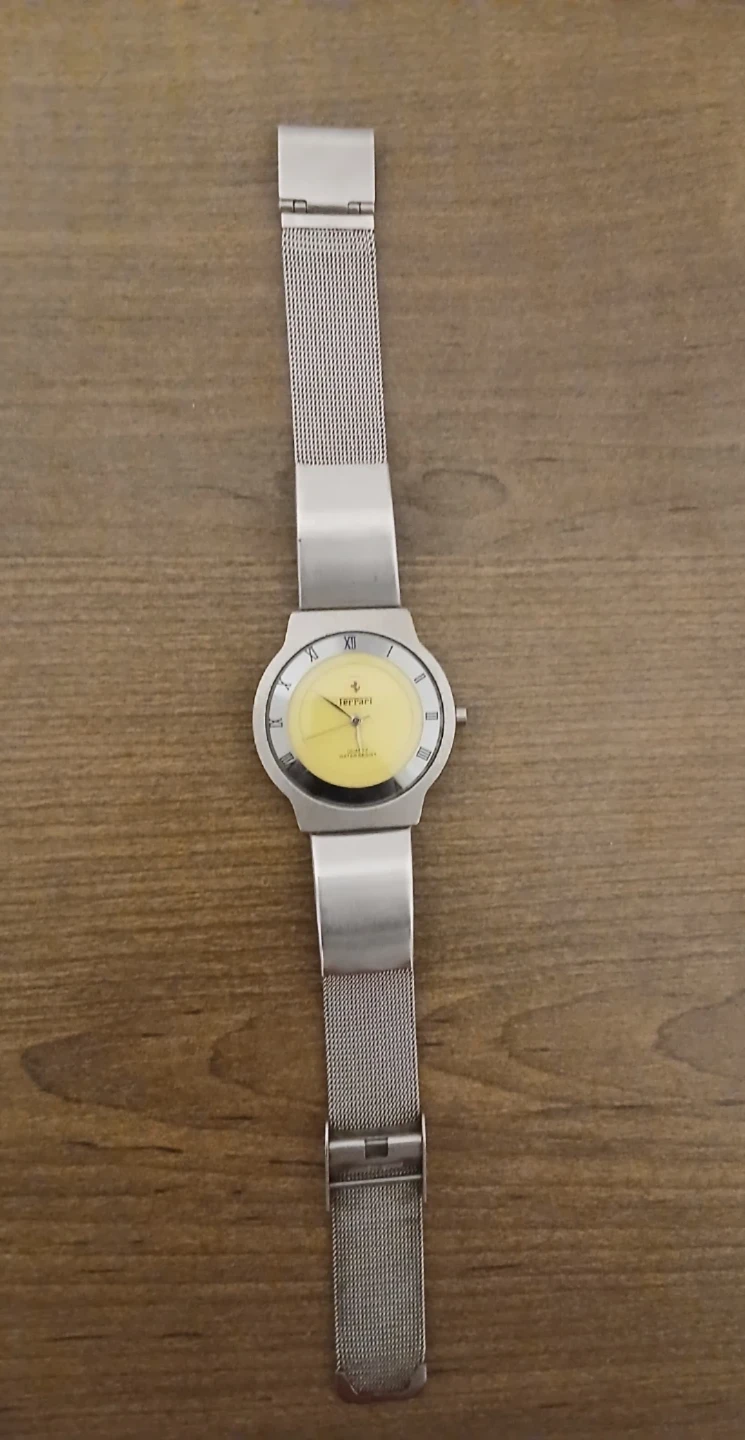 Vintage Ferrari Yellow Dial Mesh Band Watch