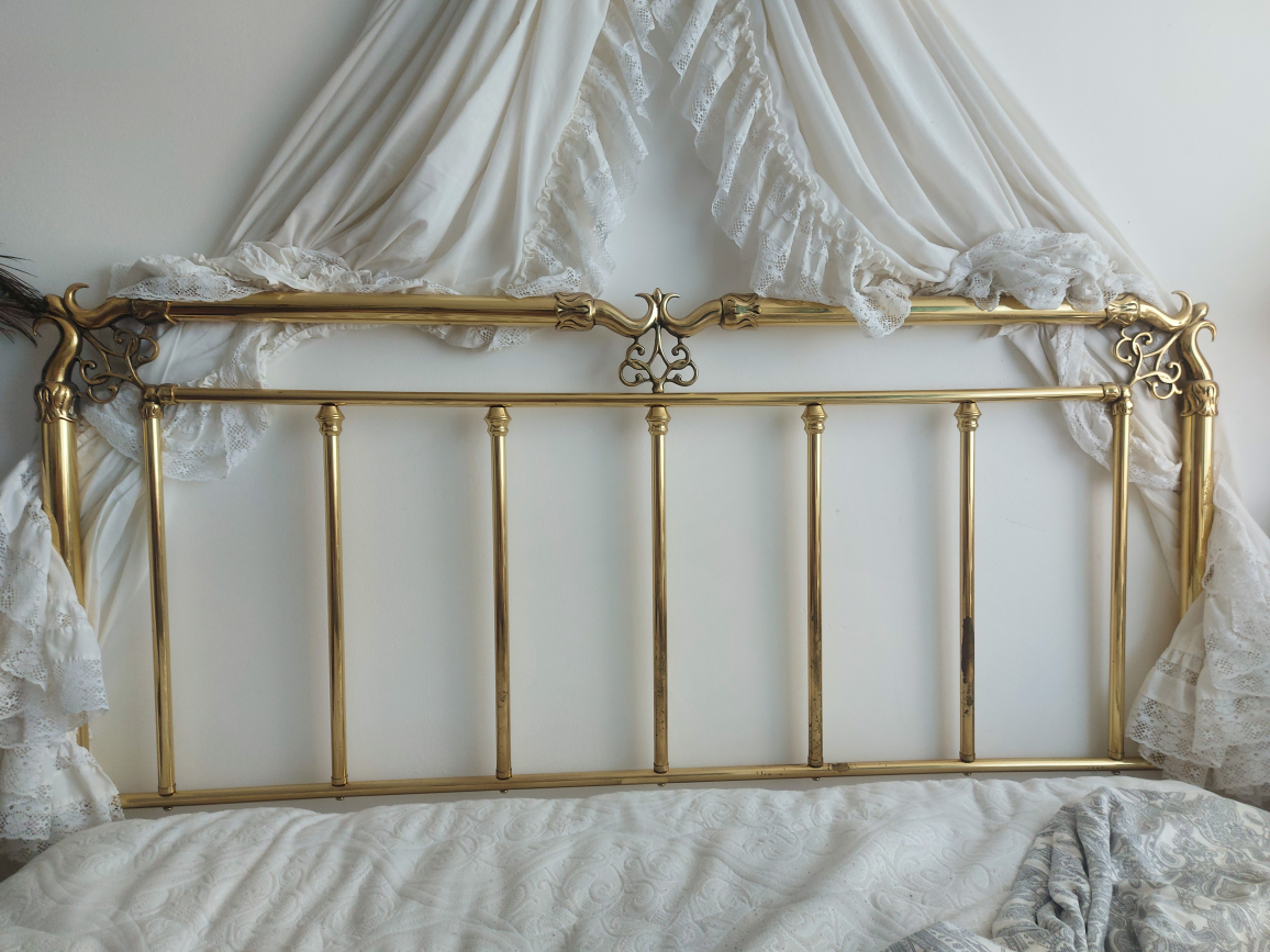 Brass Headboard with Ornate Detailing
