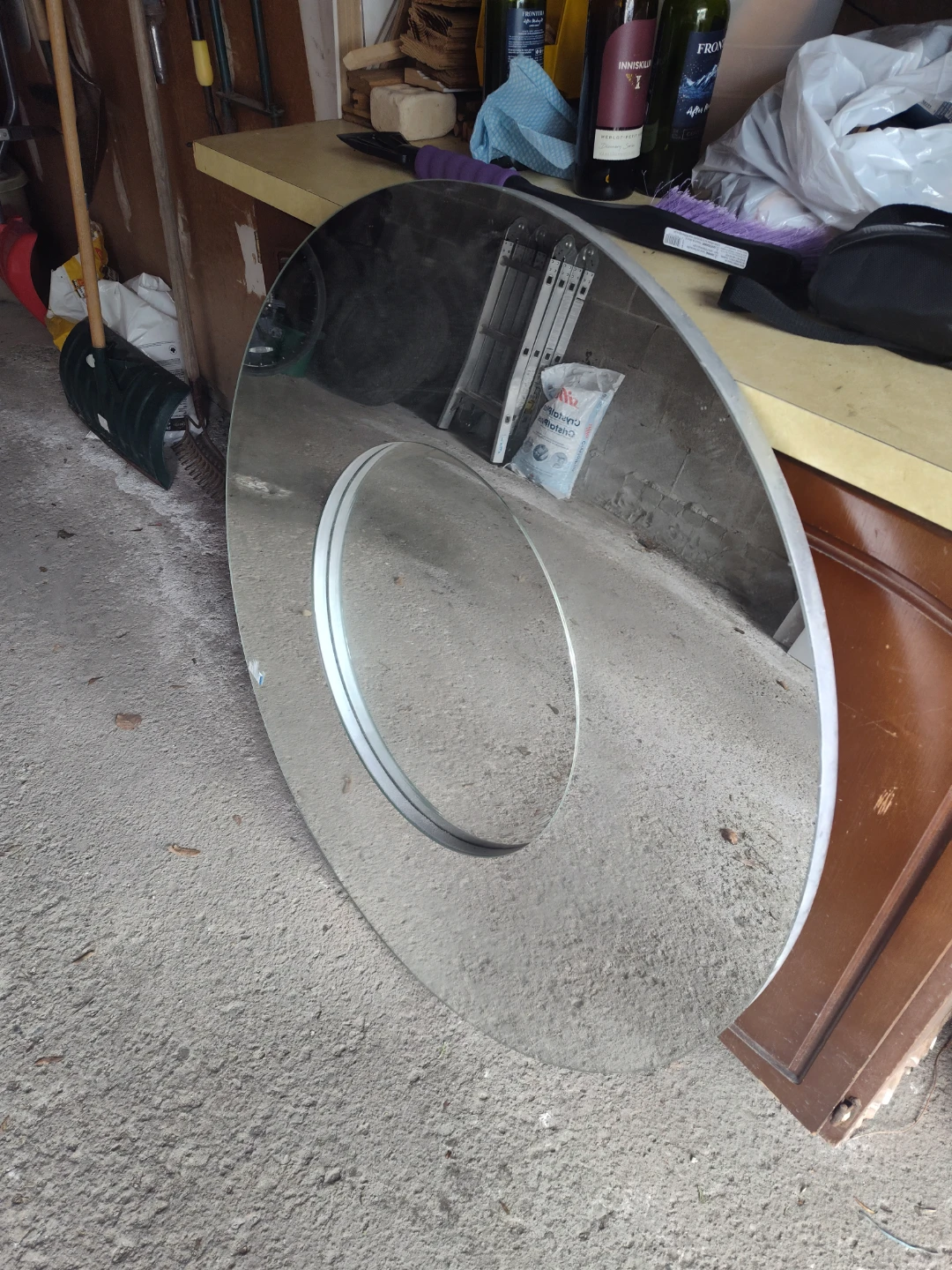 Large round mirror