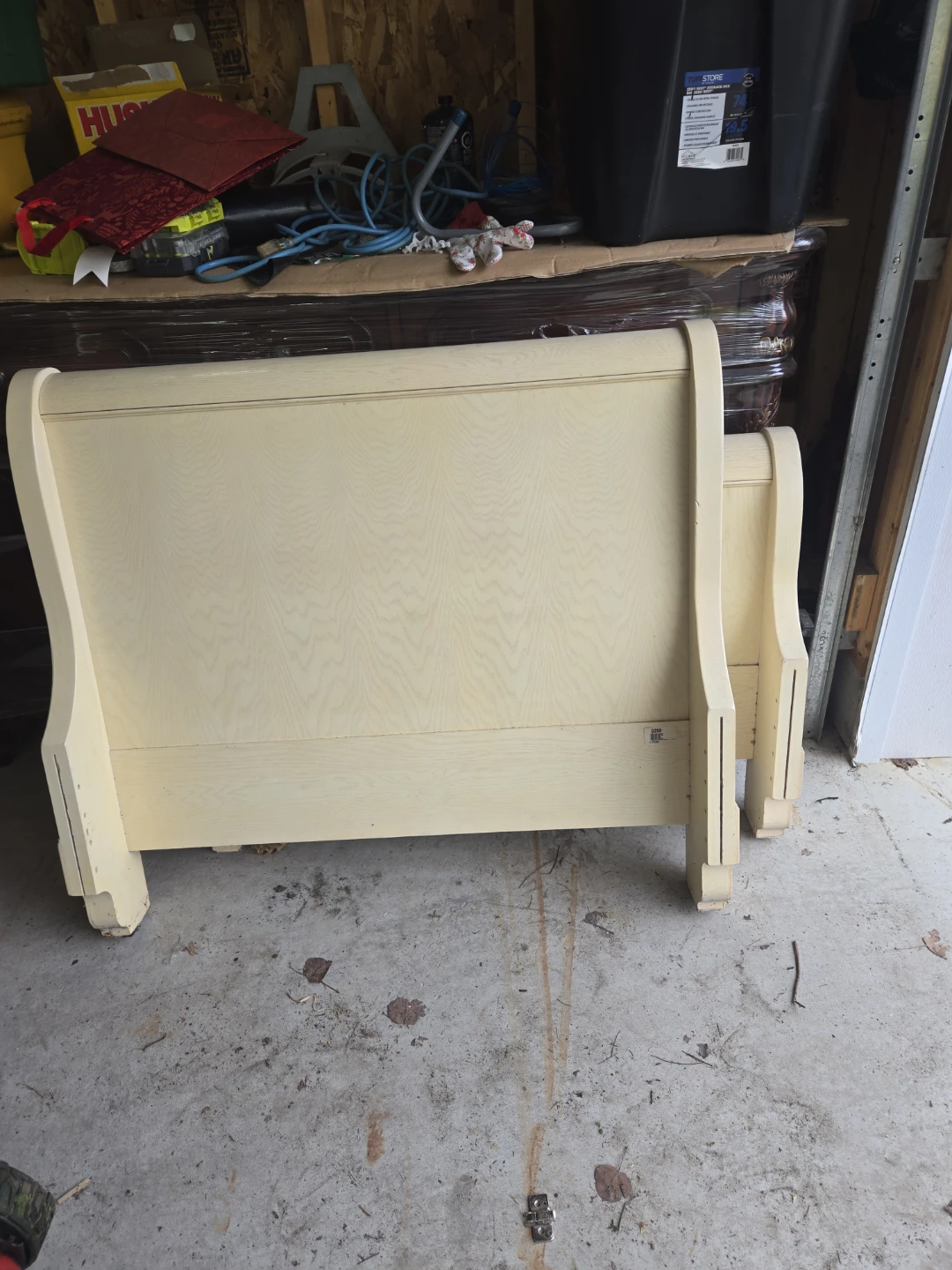 Cream Sleigh Bed Headboard and Footboard
