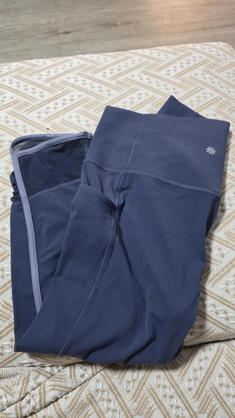 Athleta Blue leggins with Mesh Detail