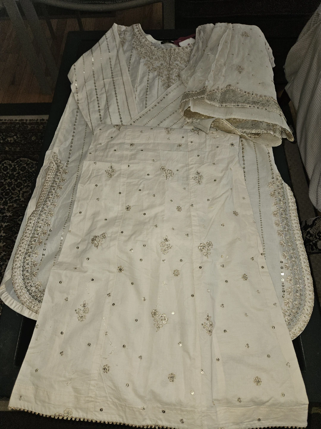 White Embroidered Kurta and Pants Set
