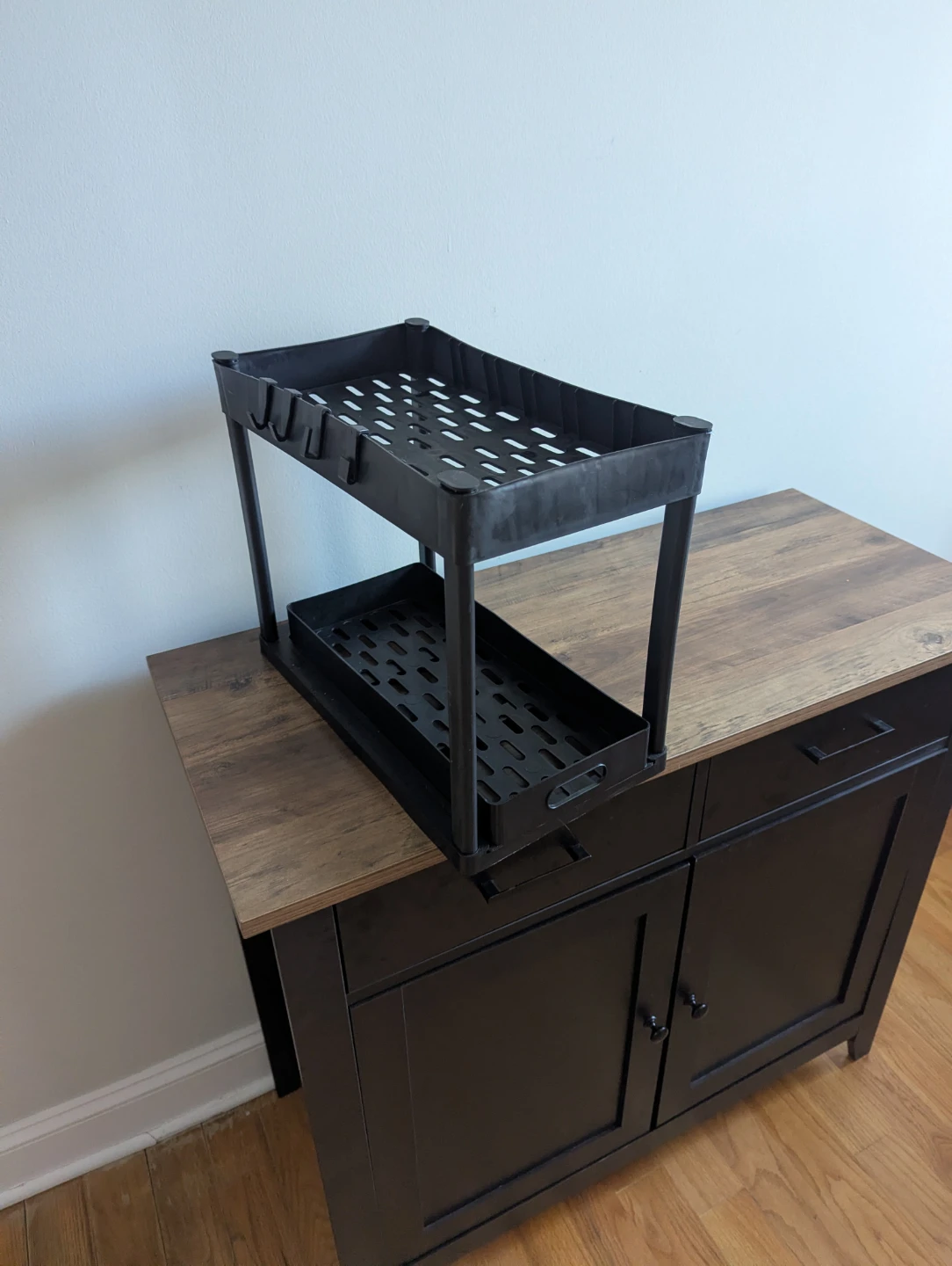 2-Tier Black Plastic Storage Cart