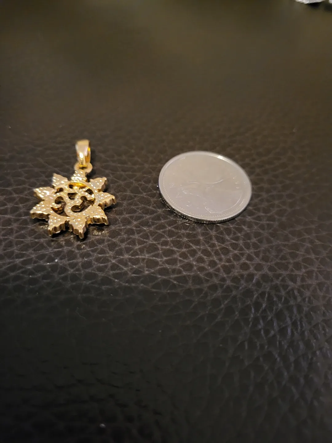 Gold tone Om Pendant with Rainbow Gems - photo 2