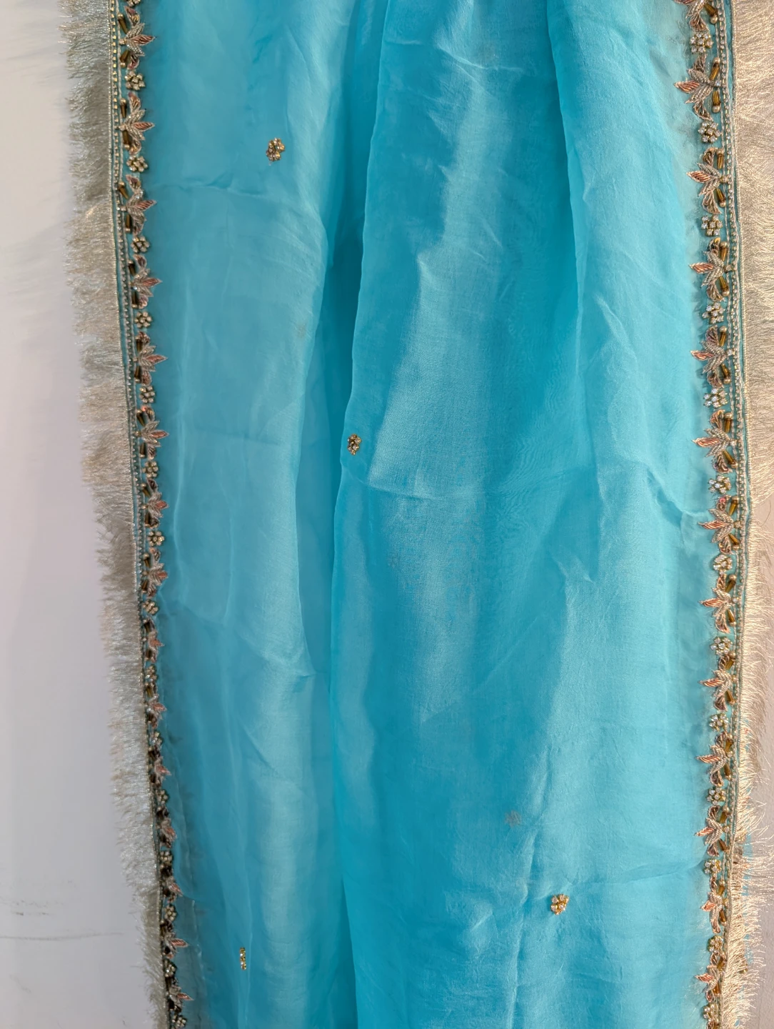 BRAND NEW Handmade Adda work Blue Dupatta - photo 2
