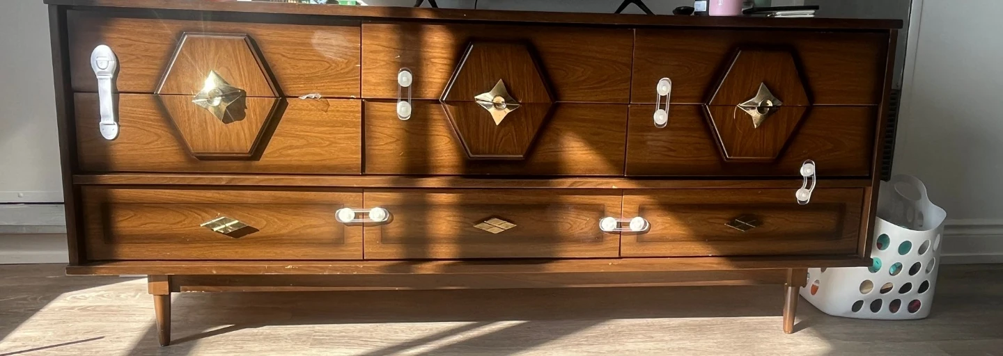 Vintage Wood Dresser with Brass Accents - photo 2