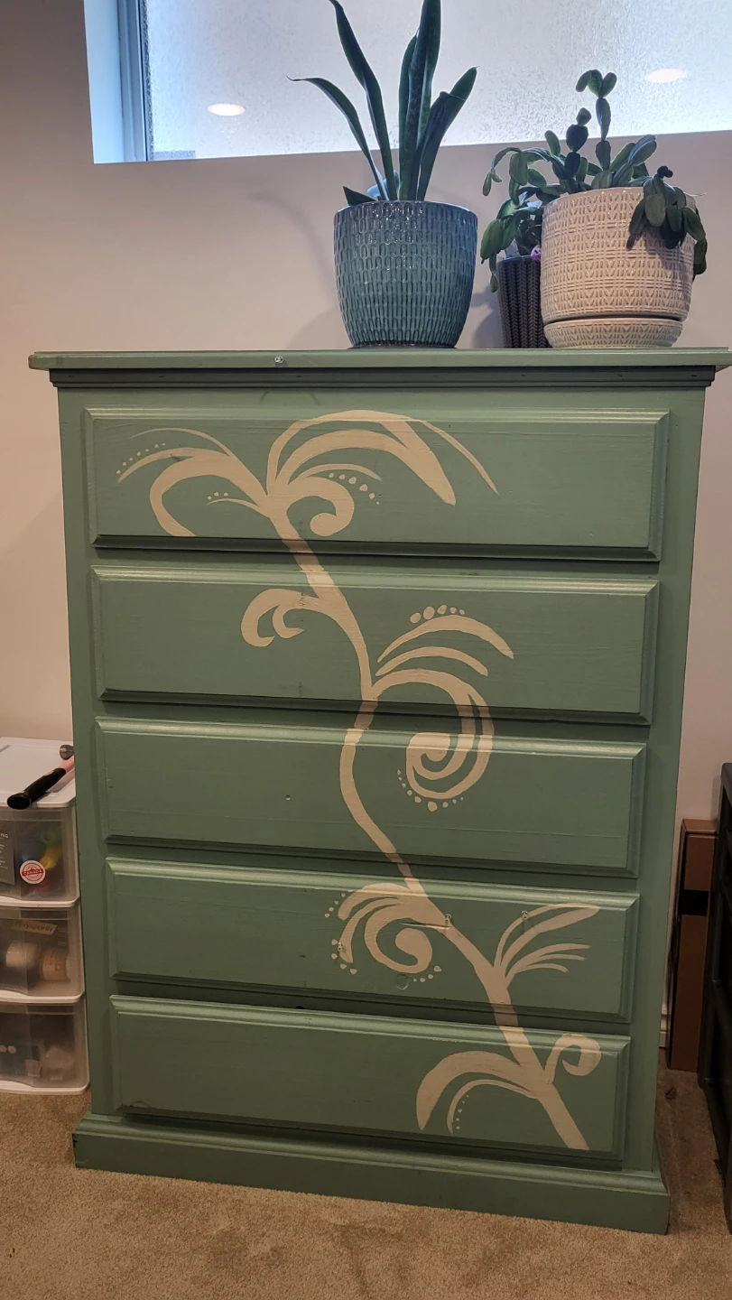 Mint Green Dresser with Floral Decal