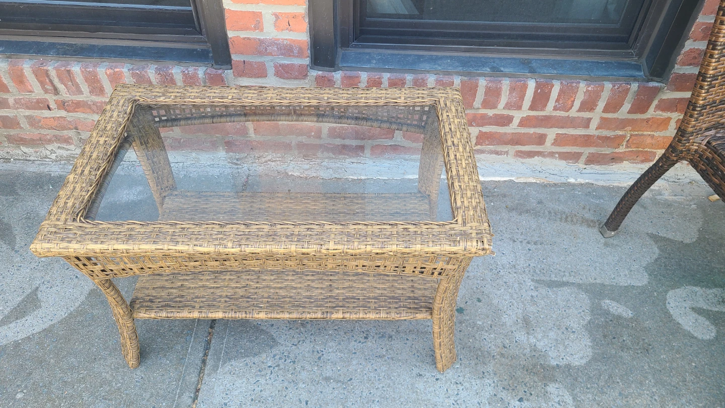 Wicker Side Table with Glass Top - photo 2