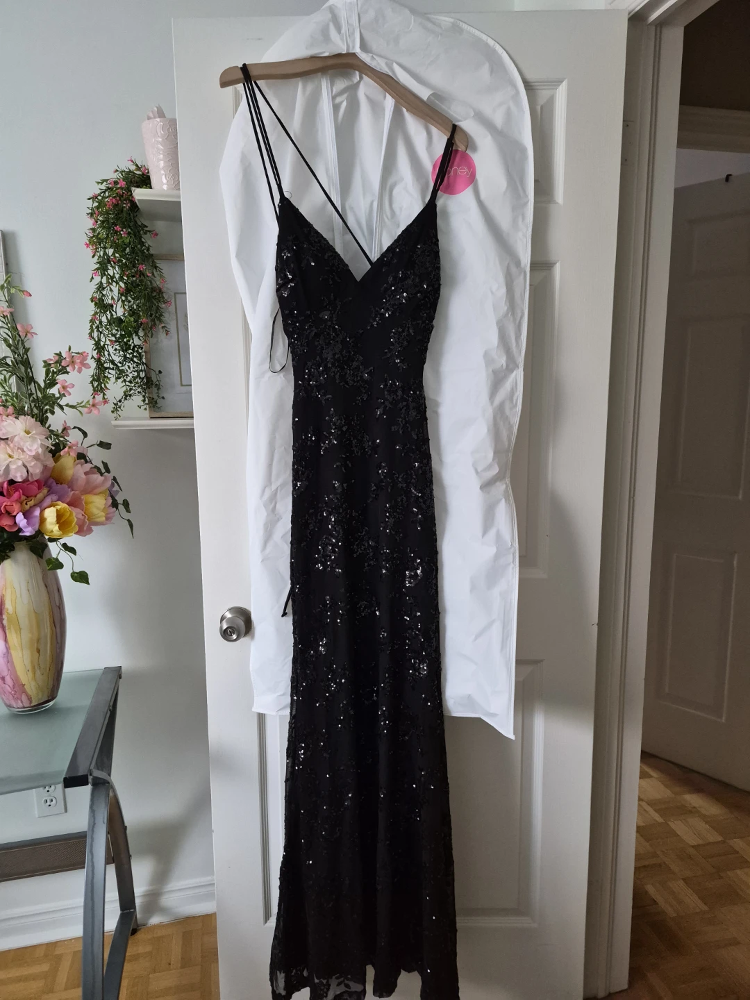 LOVESOME Black Sequin Sparkle Maxi Dress Size M