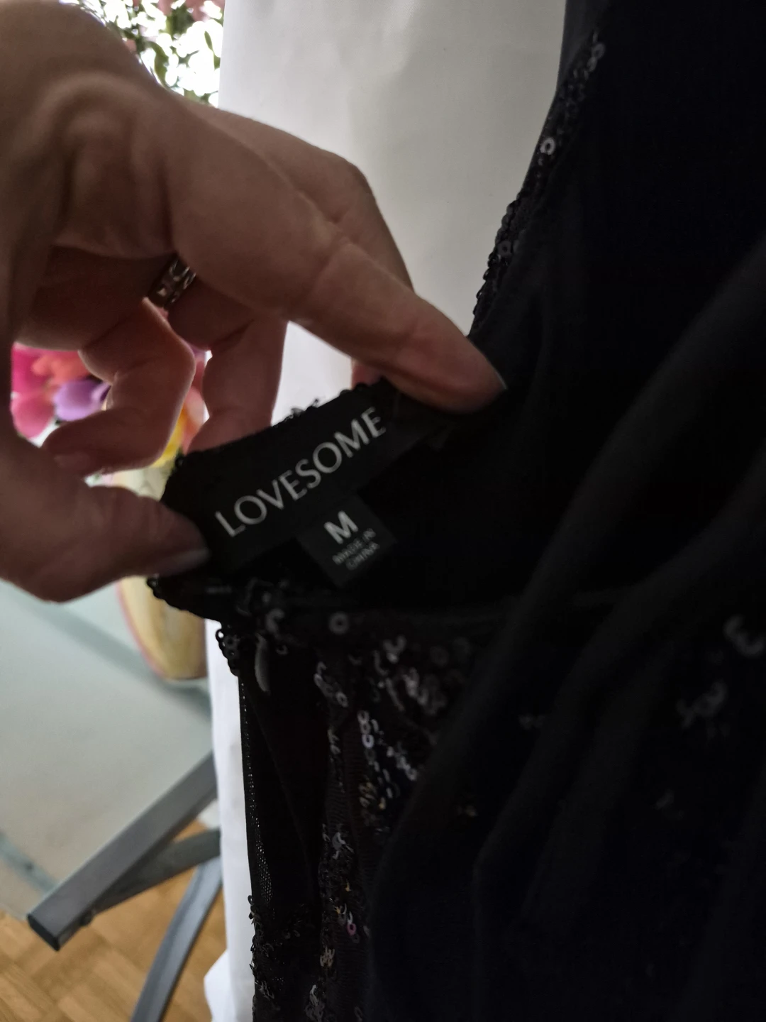 LOVESOME Black Sequin Sparkle Maxi Dress Size M - photo 4
