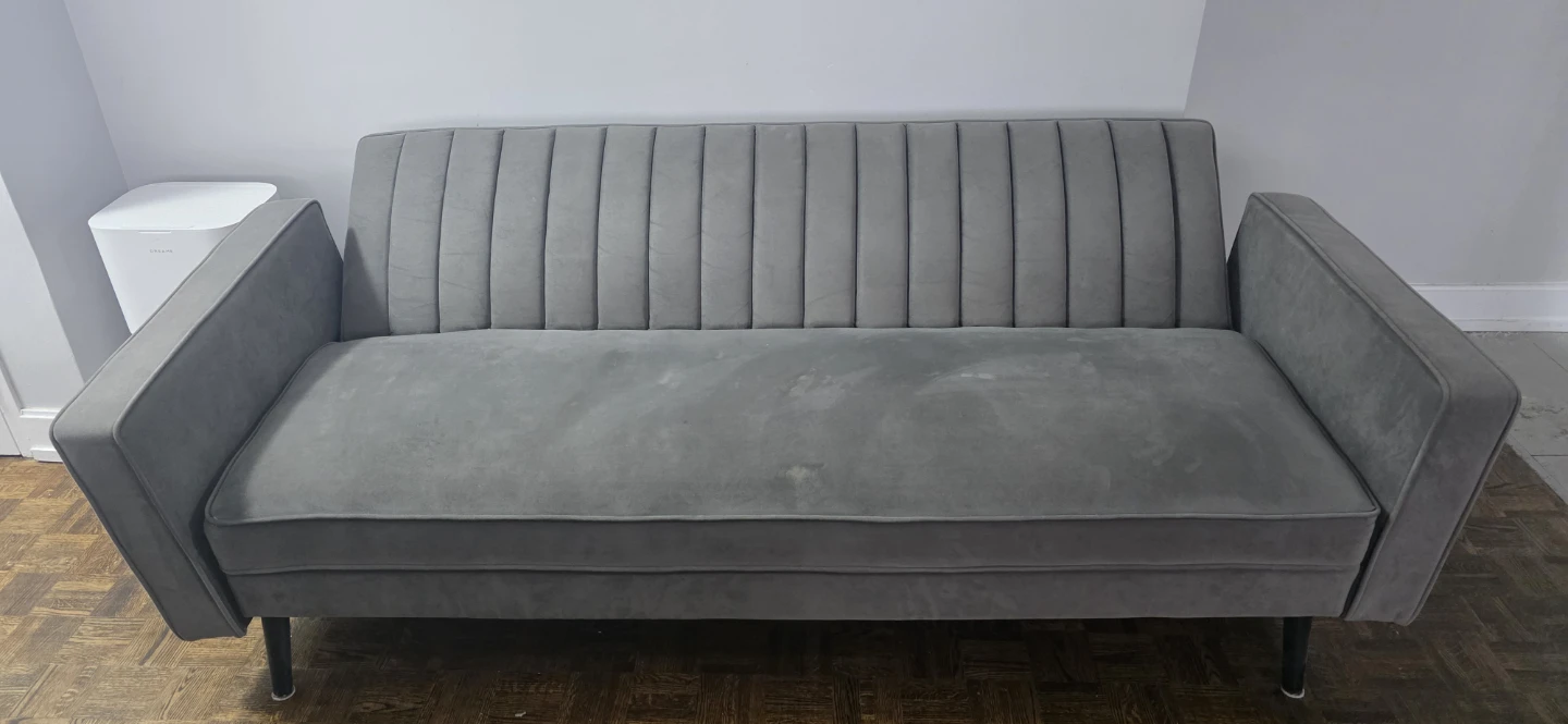 Grey Velvet Sofa Bed / Daybed – Quick Pickup
