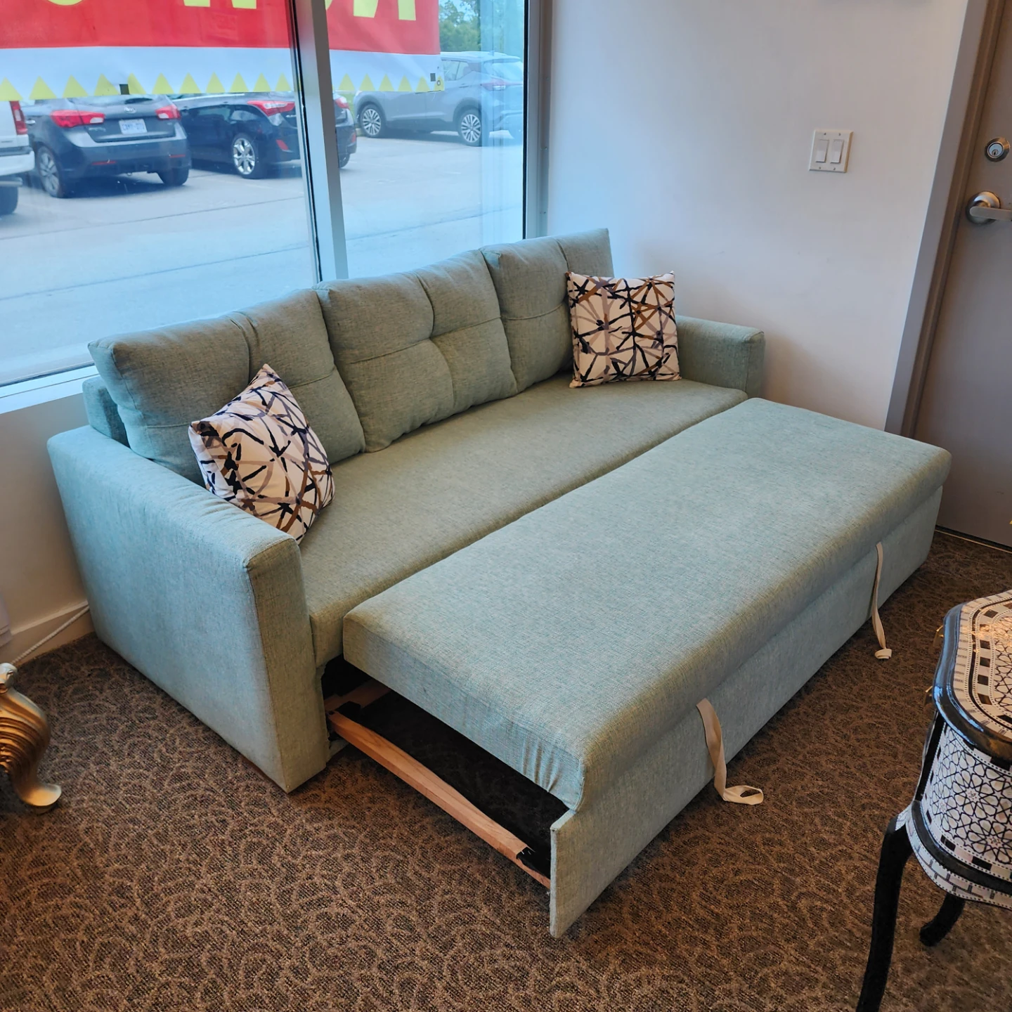 Light Blue Sofa Bed with Pillows - photo 2