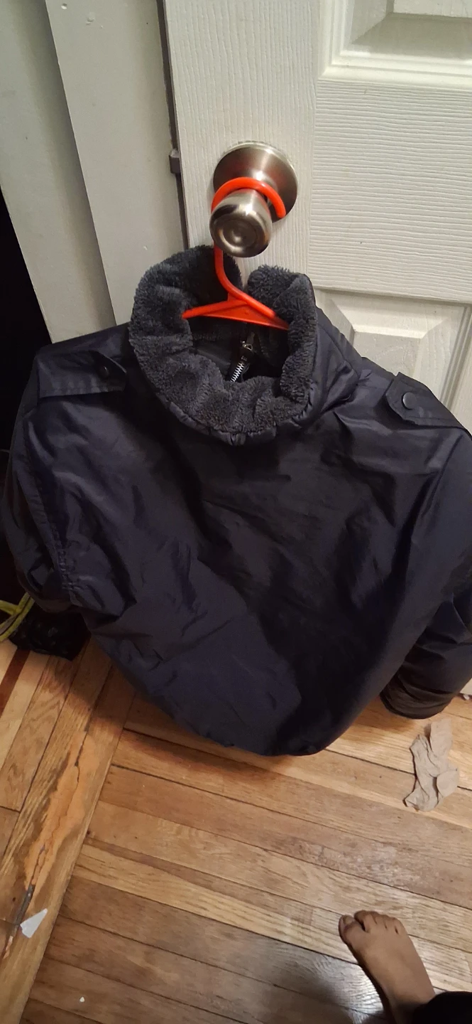 Men's Black Puffer Jacket with Fur Collar - photo 2