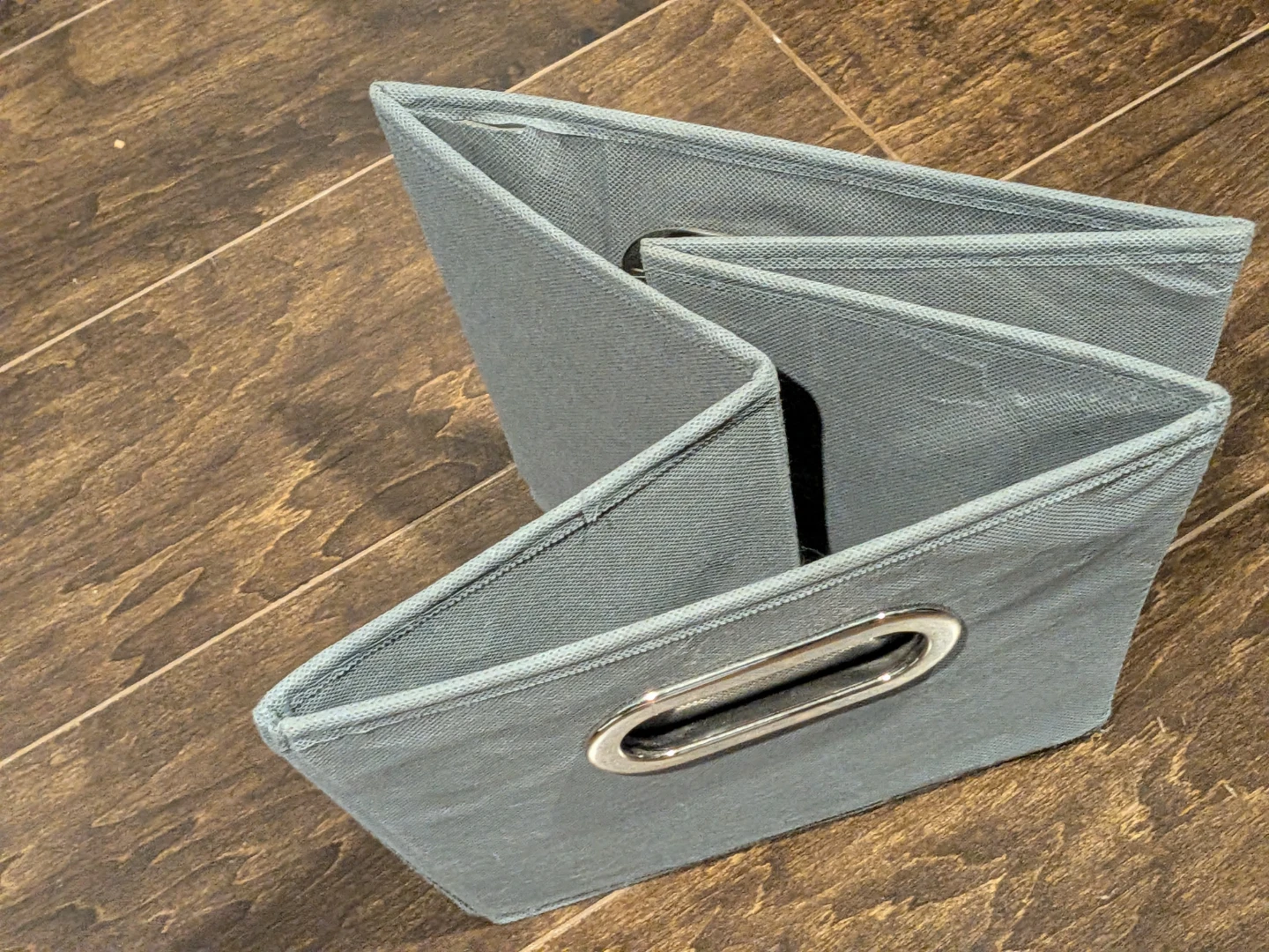 Grey Fabric Collapsible Storage Bin with Handles - photo 3
