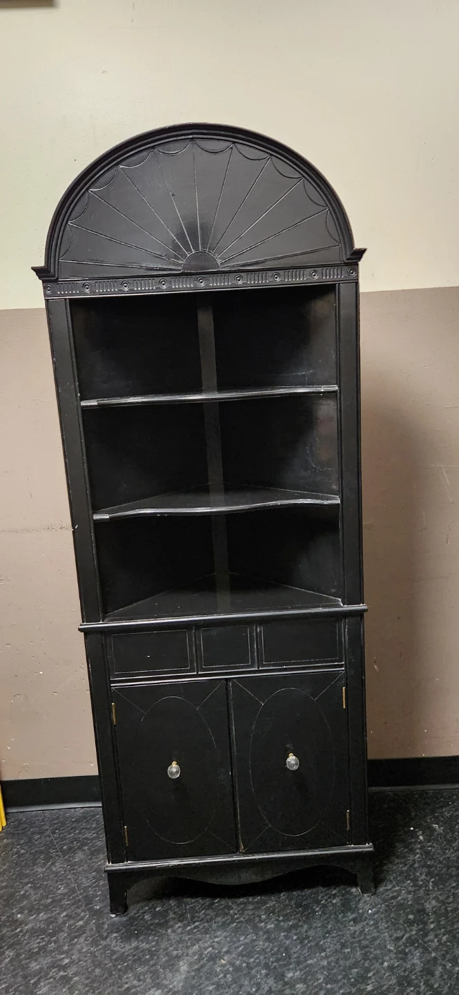 Black Corner Cabinet with Shelves and Doors - photo 5