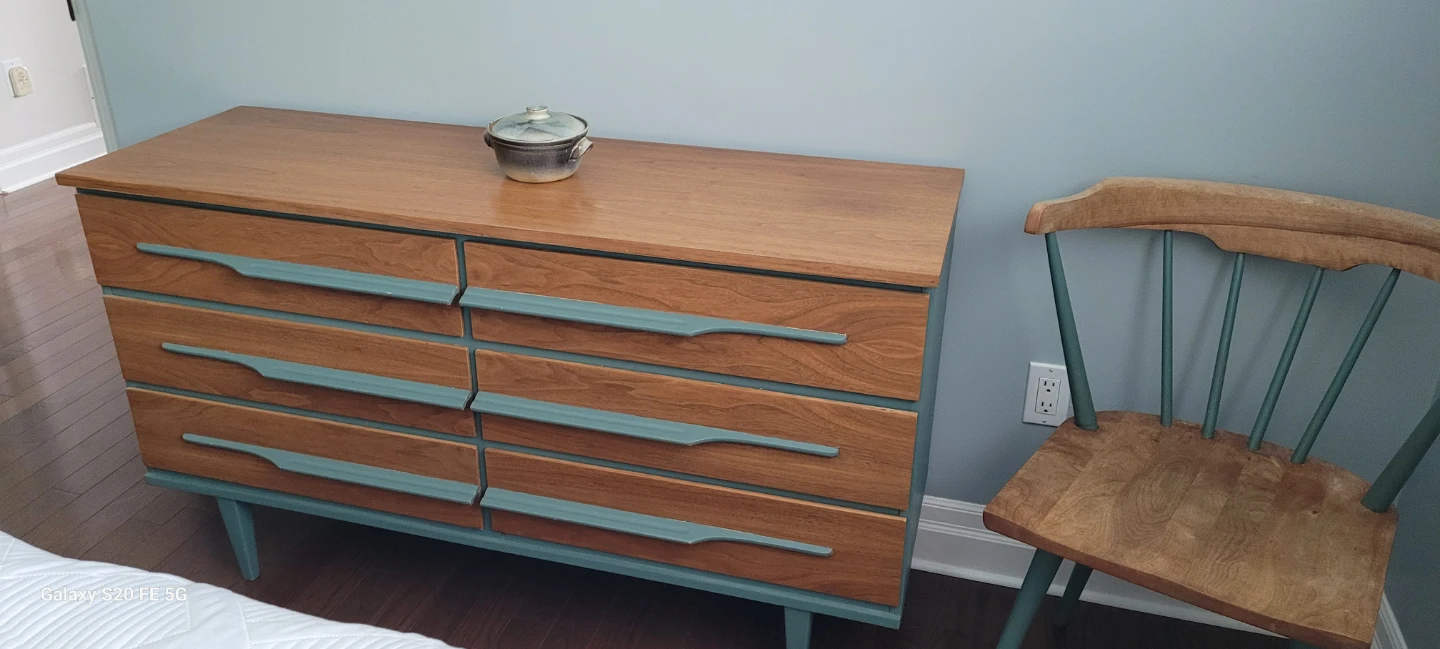 Solid wood double bedroom set with extra chairs.