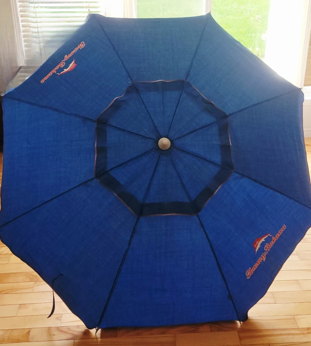 Tommy Bahama Blue Beach Umbrella with Pole and Bag