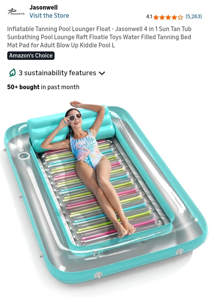 NEW!   Jasonwell Inflatable Tanning Pool Lounger Float - photo 2