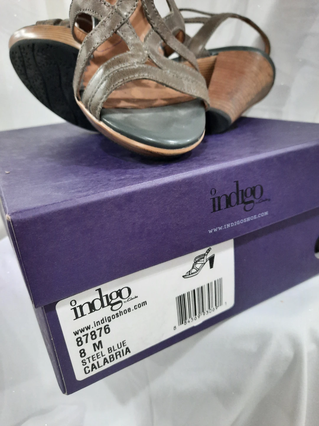 Indigo Women's Steel Blue Calabria Wedge Sandals Size 8M - photo 2