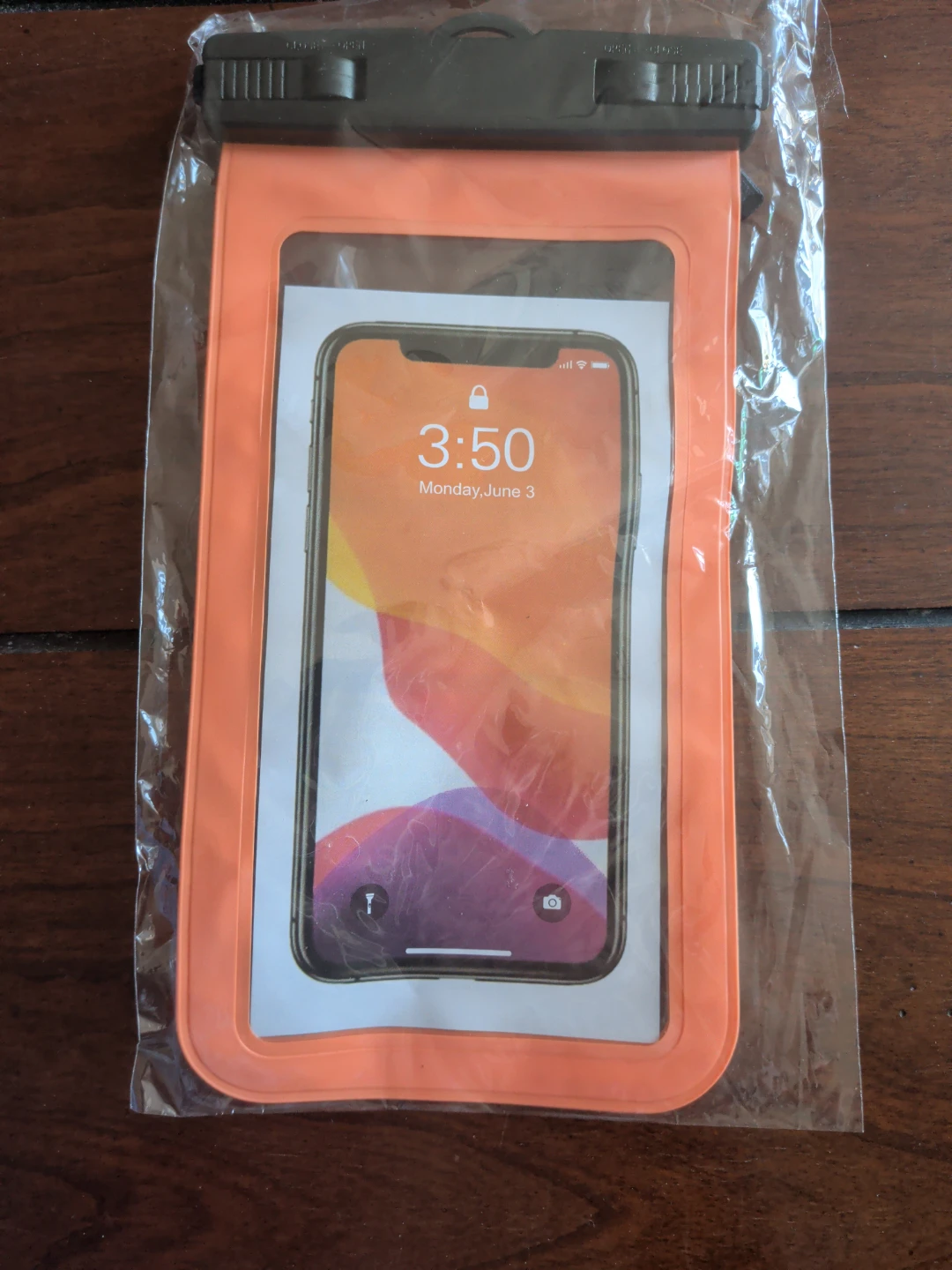 Orange Waterproof Phone Pouch with Lanyard