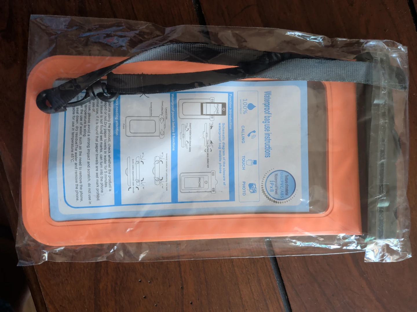 Orange Waterproof Phone Pouch with Lanyard - photo 2