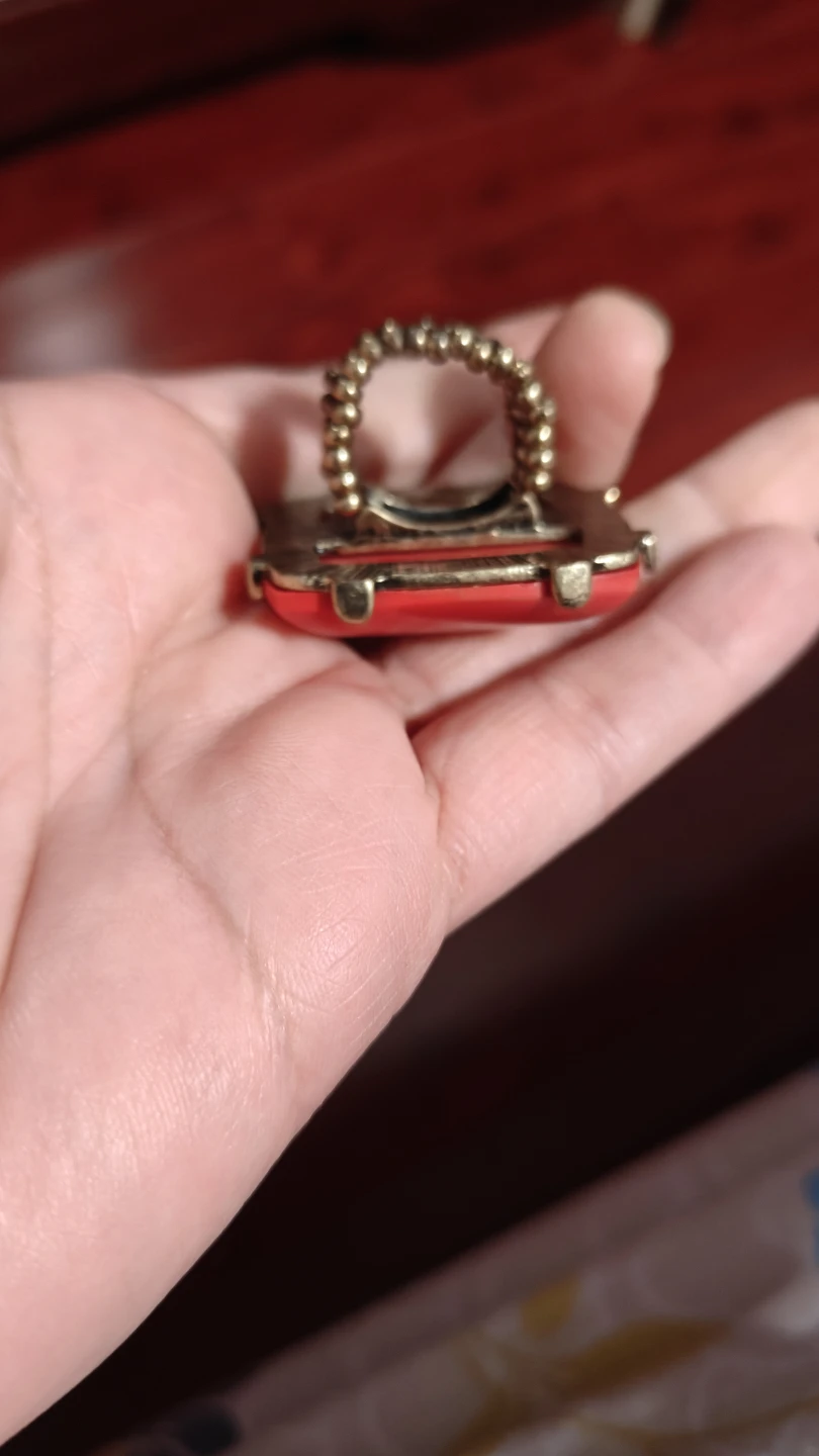 Red Square Statement Ring with Gold Band - photo 2